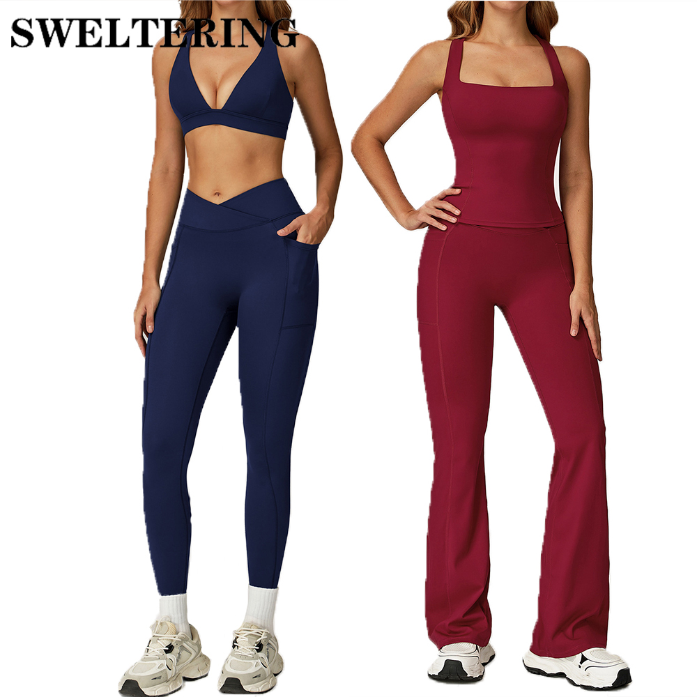 Pilates Yoga Legging - Conjunto de 2 peças para fitness,