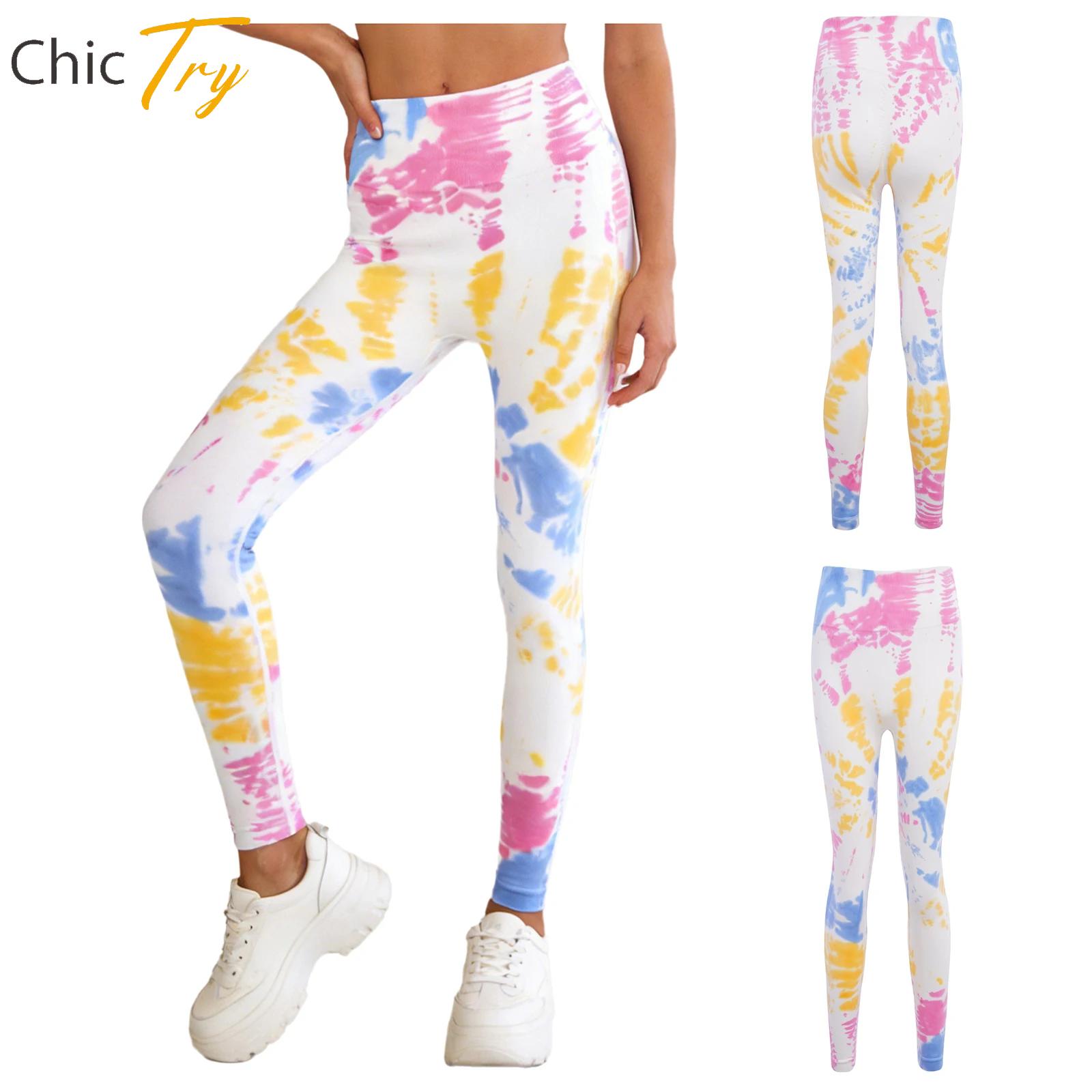 Pilates Yoga Legging - Calças de Yoga Femininas Tie-Dye com